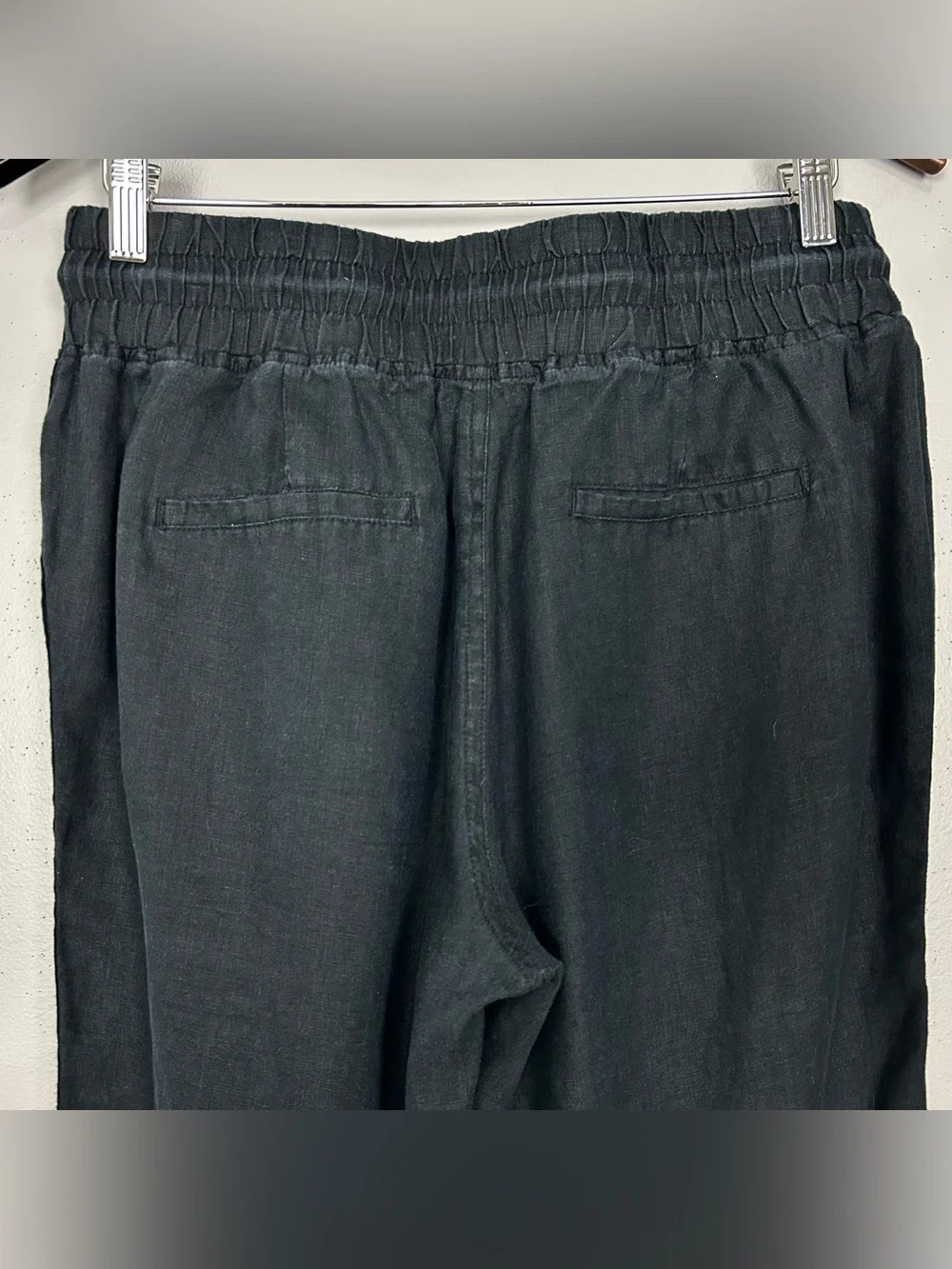 Quince 100% European Linen Wide Leg Pants Women’s Size M Drawstring Waist Black